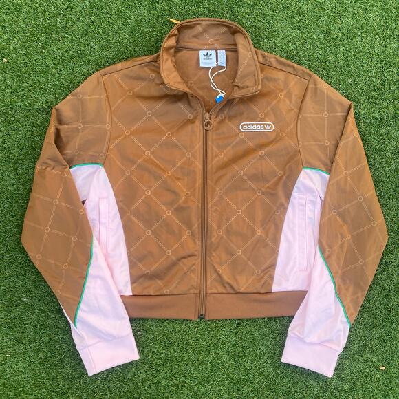 Adidas Women's Track Suit Jacket Pants Brown Pink Green - Picture 2 of 9